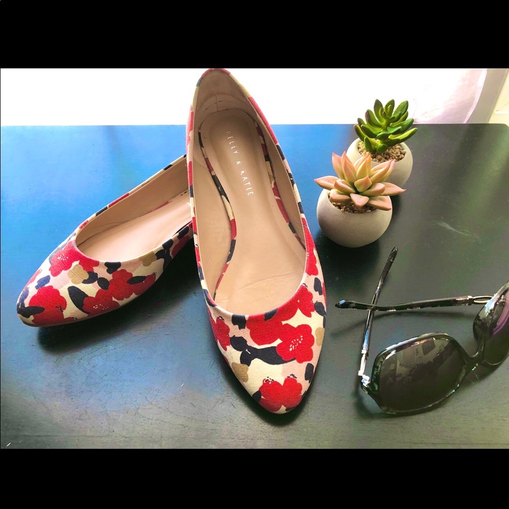 Kelly & Katie Decotis Red Floral Flats